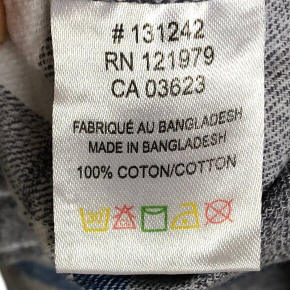 PROJEK RAW Men’s Flannel Plaid Button-Down Shirt 100% Cotton Blue Gray Small - Picture 9 of 14